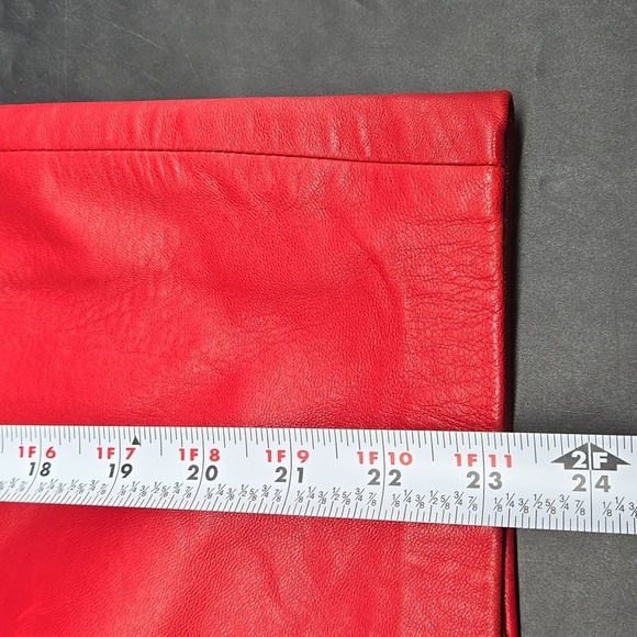 Vakko Vintage Red Leather Skirt 4 - Picture 5 of 7